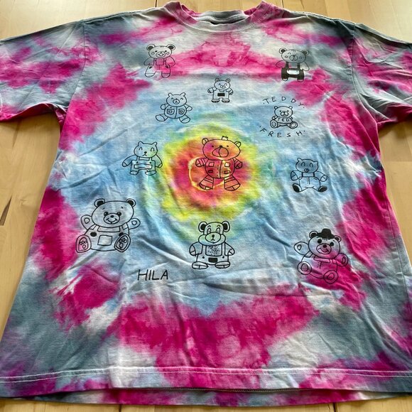 Teddy Fresh Unisex T-Shirt Hila Bear Designs size Medium CUSTOM TIE-DYED - Picture 2 of 9